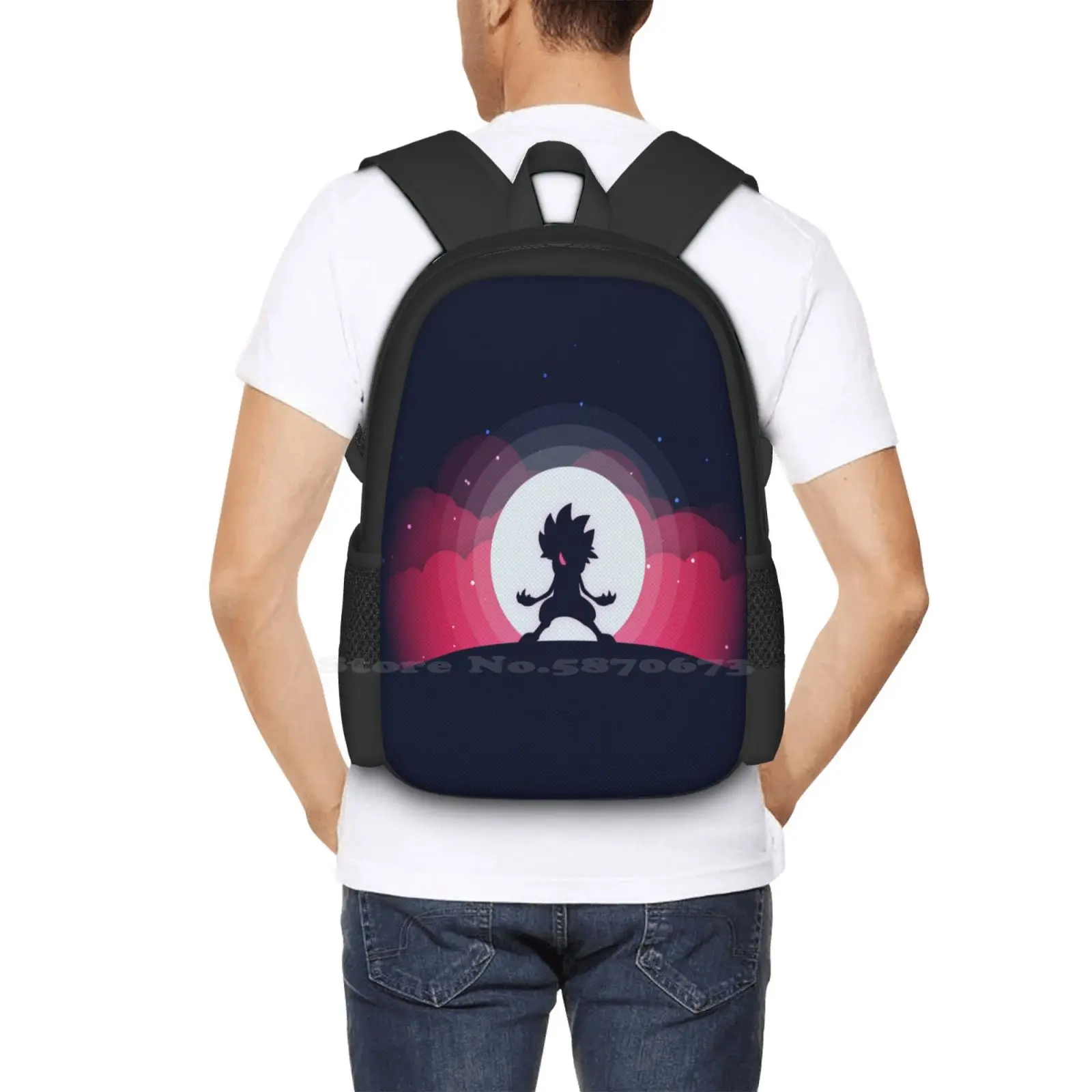 Lycanroc lua plana schoolbag, impressão, venda quente mochila, moda sacos