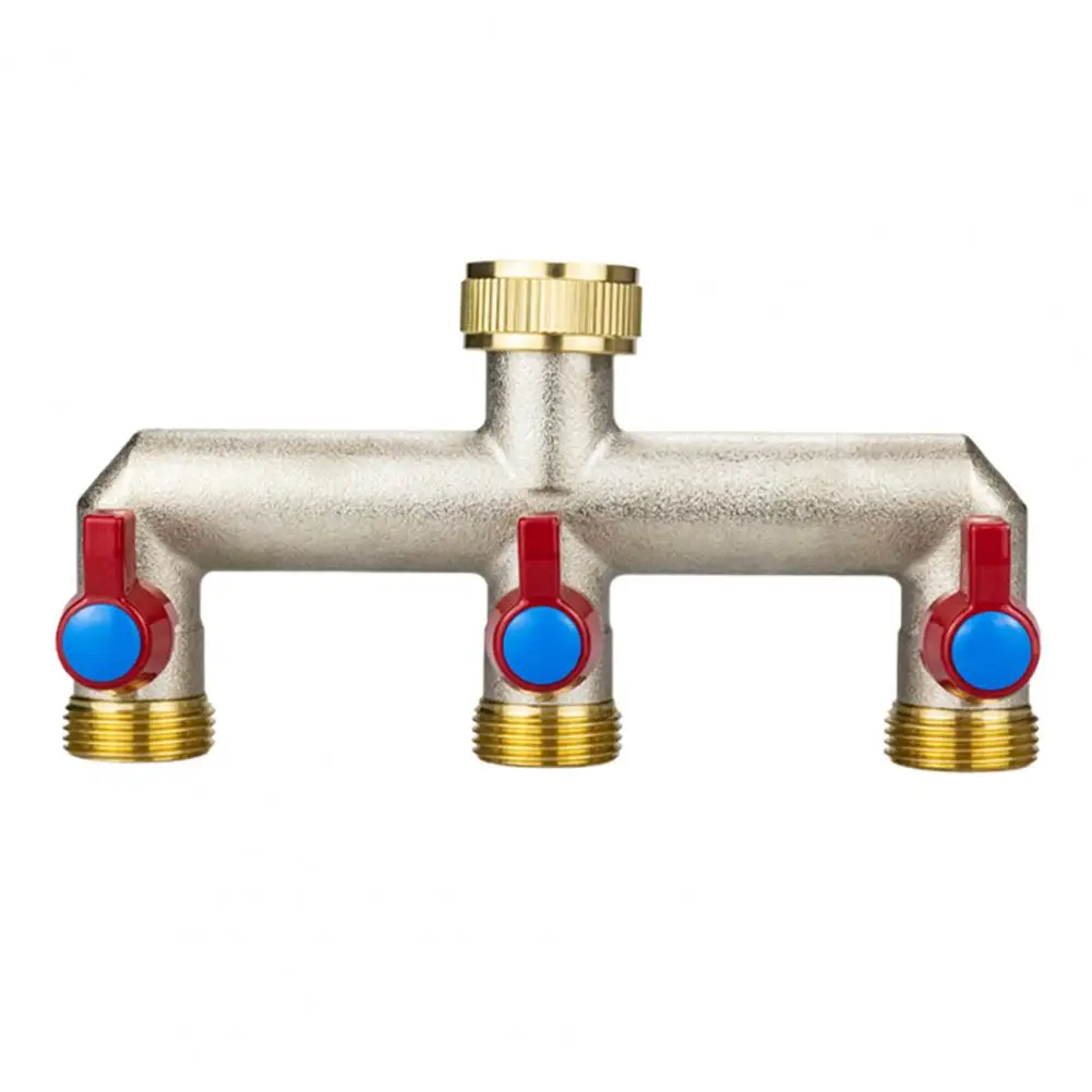 Water Feeder Splitter Heavy Duty 3-way Garden Hose Splitter Nickel Plated Brass Faucet Frost Resistant Outdoor Spigot Adapter