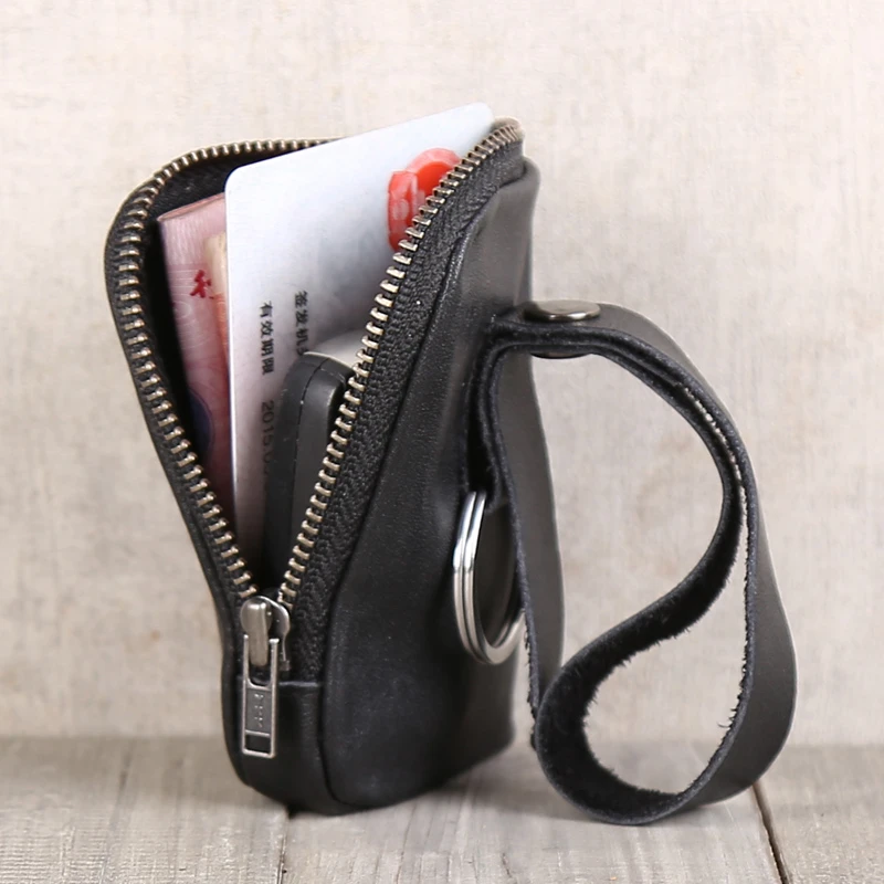 

Mini Key Purses Cowhide Leather Top End Storage Car Key Bag Casual Housekeeper Keychain Bag Coin Pouch