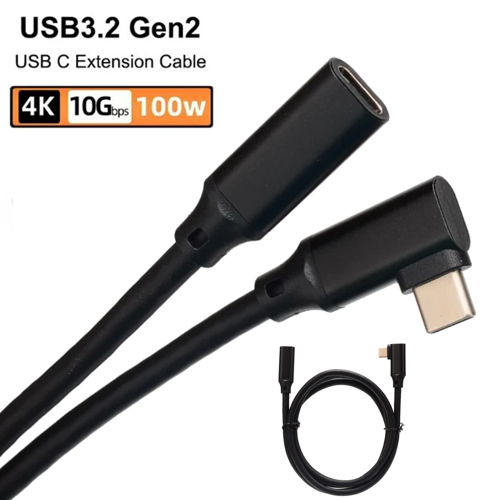 3M USB 3.2 Gen2 Elbow Cable Male to Female USB C Extender VR Link Cable 90 Dgree PD100W 20Gbps Data for Macbook Pro Quest Laptop