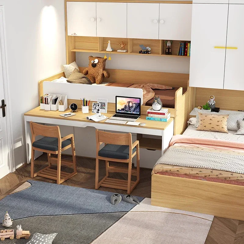 

Children's half-height bed wardrobe integrated with desk multi-function large-capacity storage small apartment combination bed