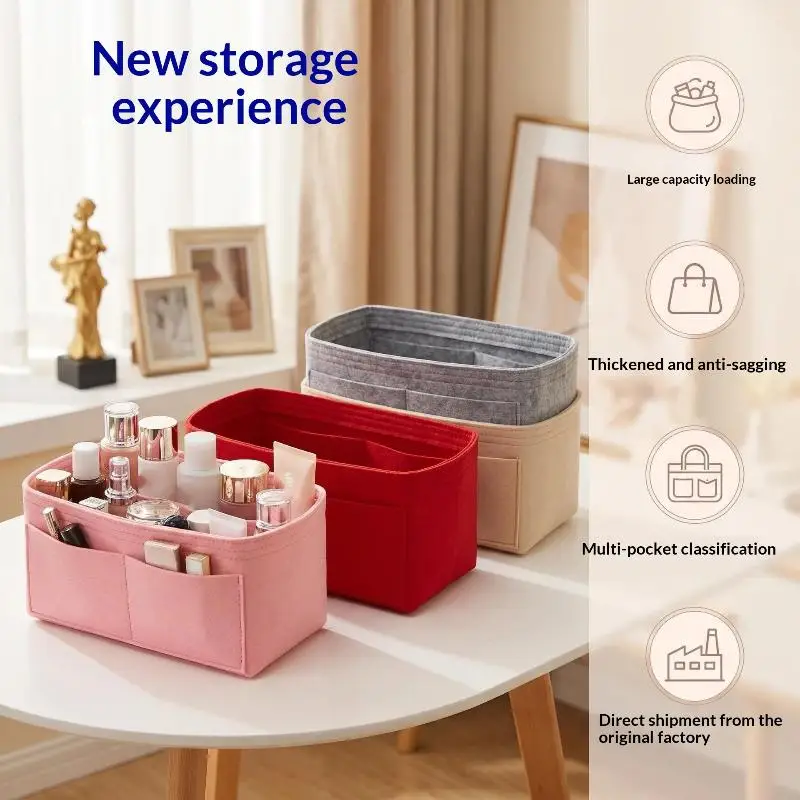 Multifunction Insert Makeup Bag Women Travel Inner Purse Cosmetic Bags For Ladies Portable Storage Organizer Tote