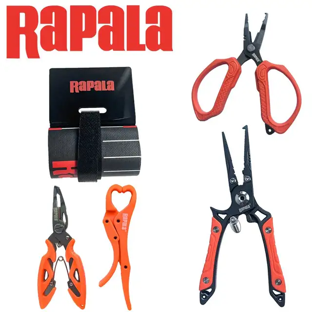 RAPALA Rortable Szczypce do przynęt antypoślizgowe, odporne na zużycie Wielofunkcyjne nożyczki/linijka wędkarska/mini uchwyt na ryby