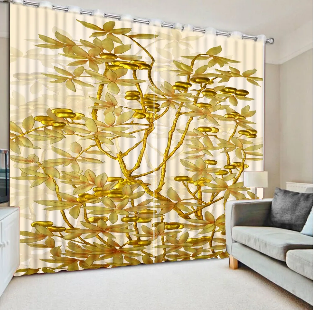 3D Curtains Bed Room Living Room Kumquat Tree Branch Custom Any Size 3D Curtain Blackout Shade Window Curtains