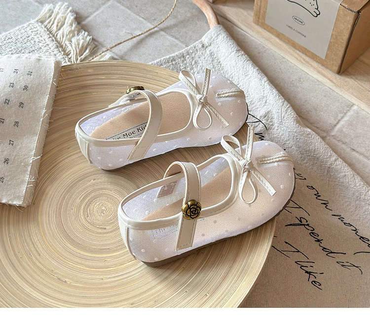 Kinder-Flachschuhe Süße Einfache Schleifen Mädchen-Netzschuhe Schicke Polka Dots 2026 Sommer Neue Kinder-Freizeitschuhe Weiche Sohle Rutschfest – Detail 7