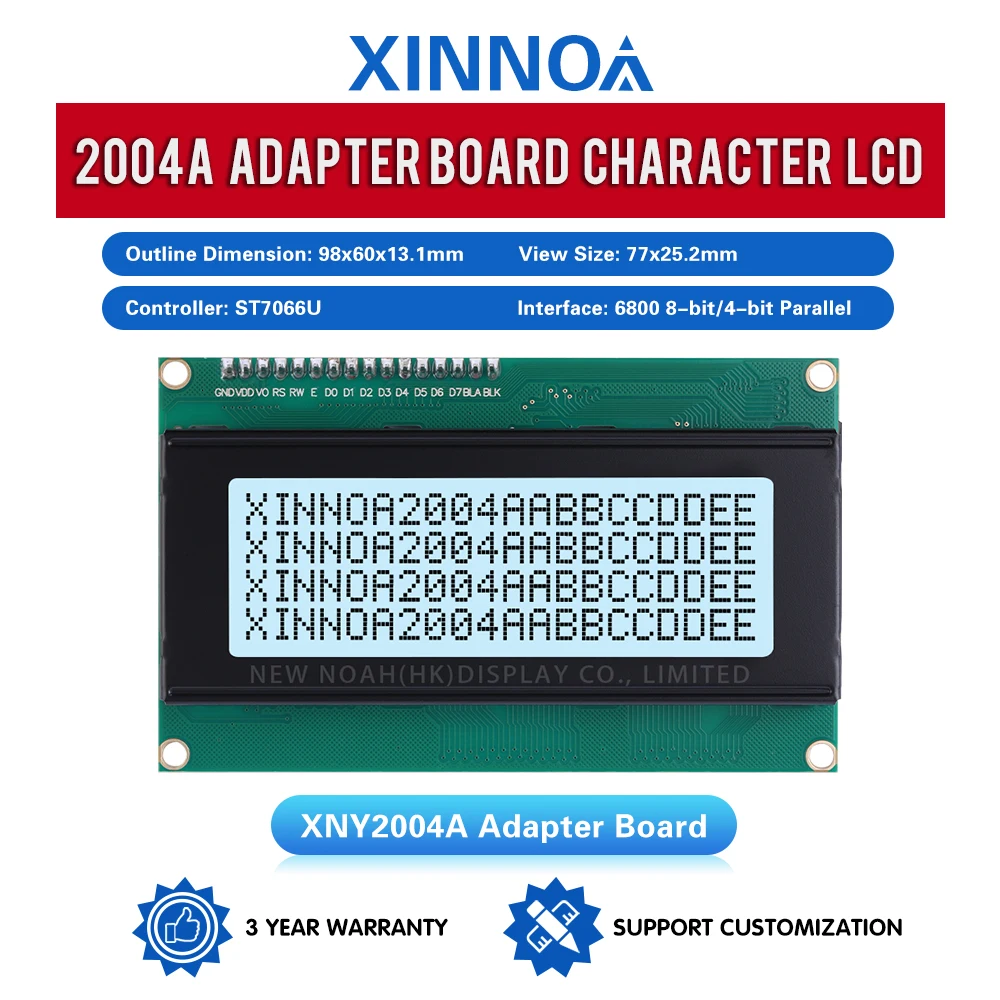 Gray Film Black Letters 2004A IIC Adapter Board Character LCD Module 4002 LCD Controller ST7066U Support Customized Language