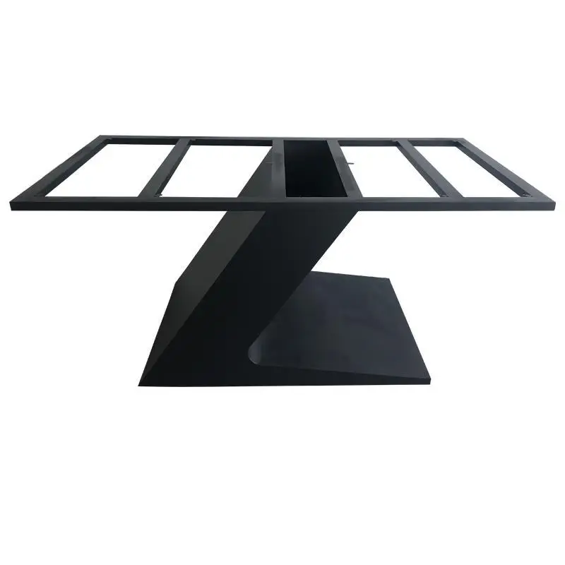 

Light luxury metal solid steel plate rock plate dining table meeting wrought iron table legs, table foot brackets