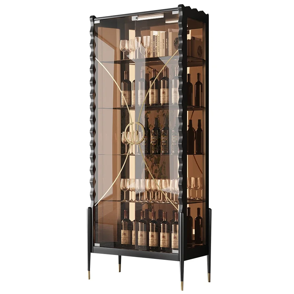 Light Luxury Home Small Glass Wine Cabinet Against The Wall Modern Living Room Custom Display Cabinet