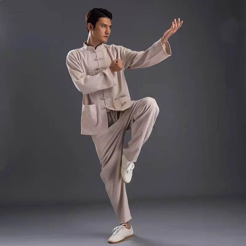 Traditional Tai Chi Costume Men Women Four Seasons Cotton Linen Morning Exercise Martial Suit Vintage Zen Meditation Yoja Shirt - Image 4