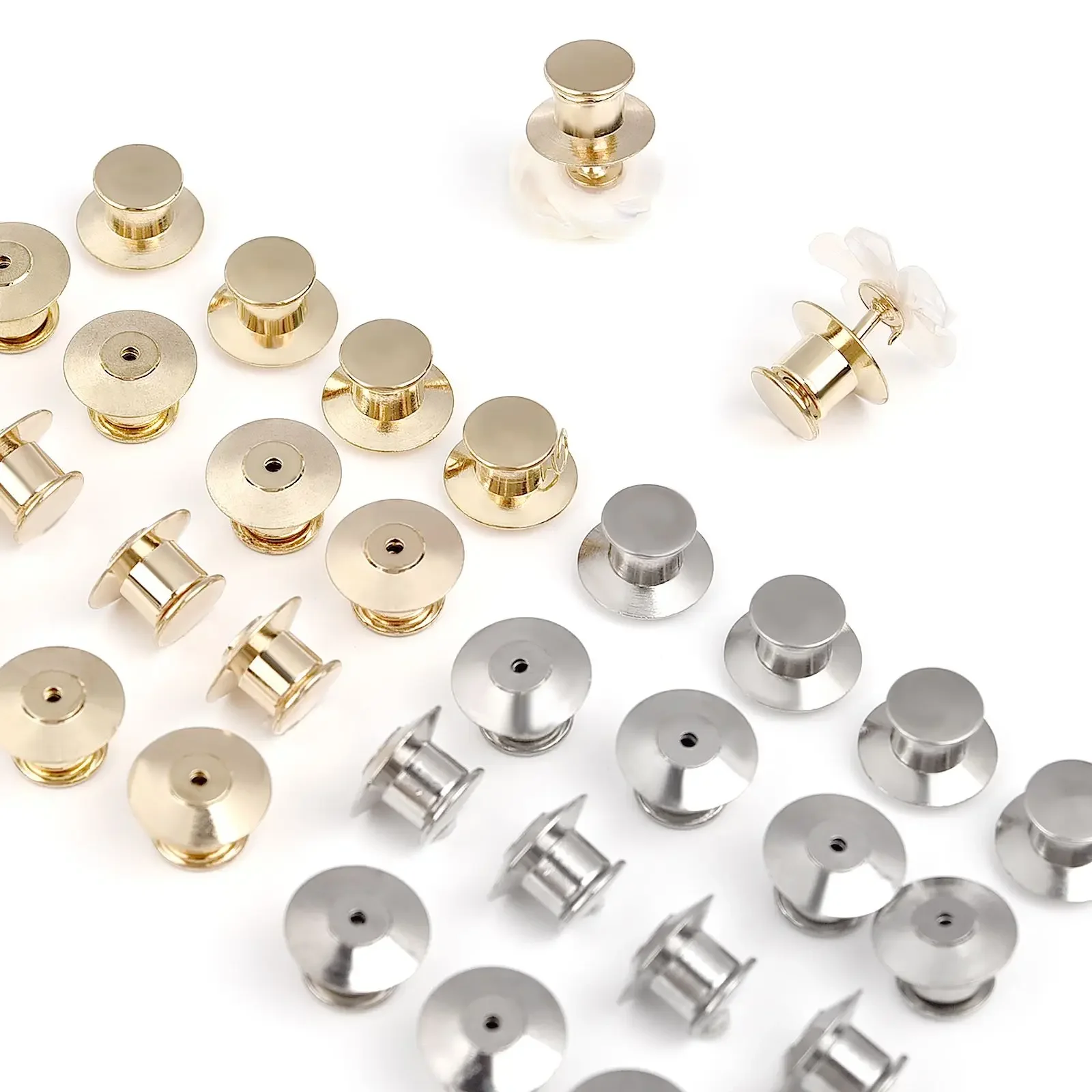 10-20pcs Locking Clasp Used Gold Silver Back Of Metal Pin Of Brooch Enamel Lapel Pin Clasp Safety Jewelry Findings Components