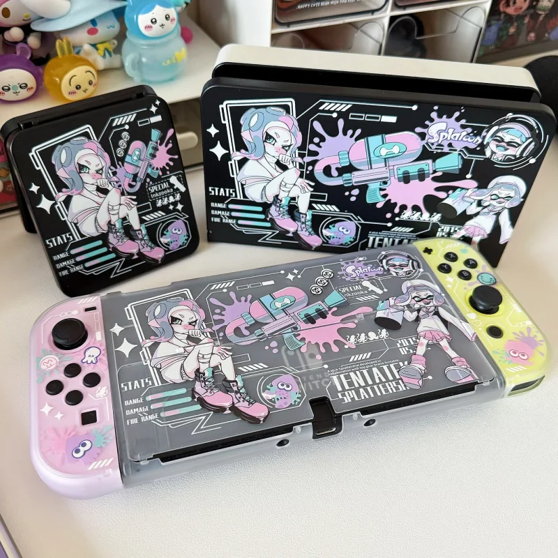 

New Splatoon Protective Case For Switch 2 Oled Ns Translucent Frosted Hard Cover Anti Scratch Protection For Gamers