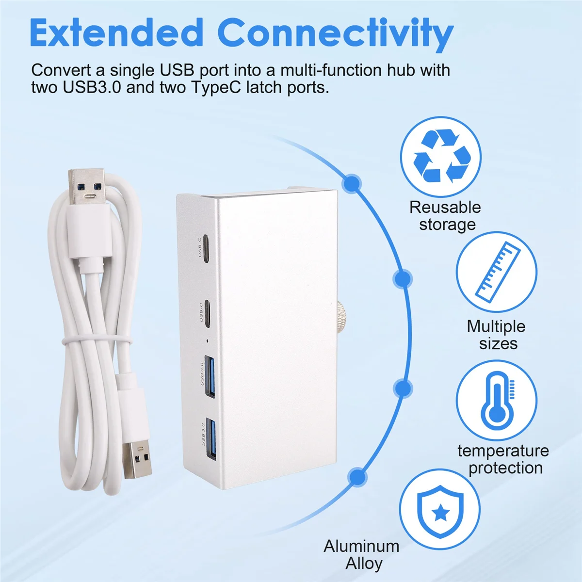 

【Сплетение цены】концентратор USB 3.0, алюминиевый зажимной концентратор TypeC, настольный разветвитель с частотой передачи USB-C 5 ГБPs для ноутбуков