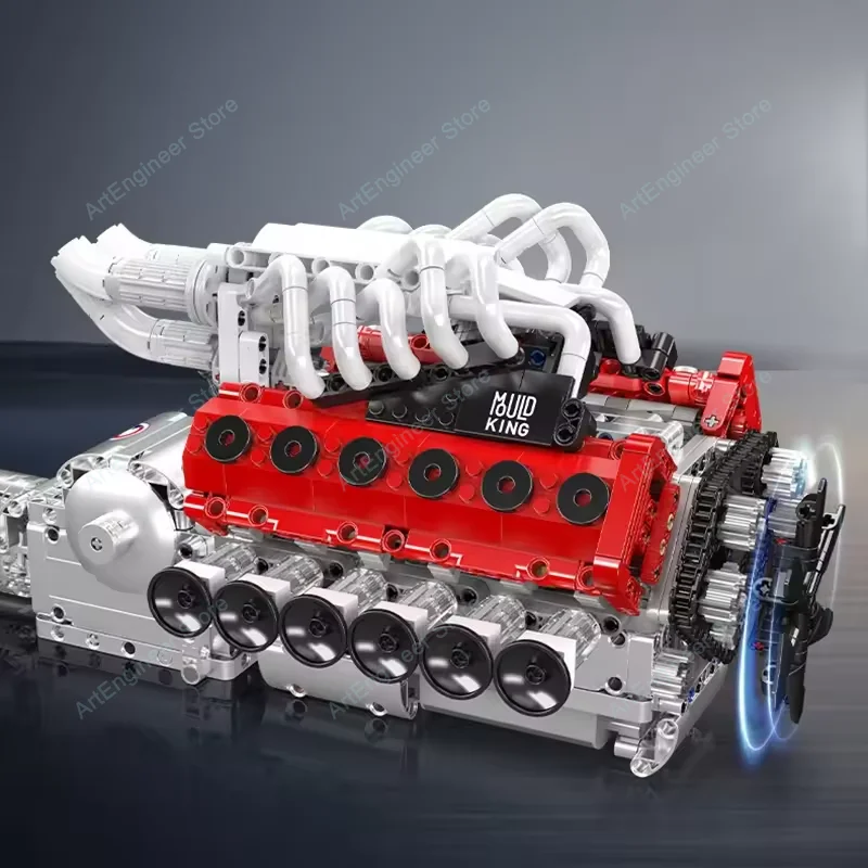 قالب King 10210 مكعبات بناء محرك V12 ذات طابع طبيعي تجميع مجموعات الطوب MOC نموذج لعب للأطفال هدايا عيد الميلاد