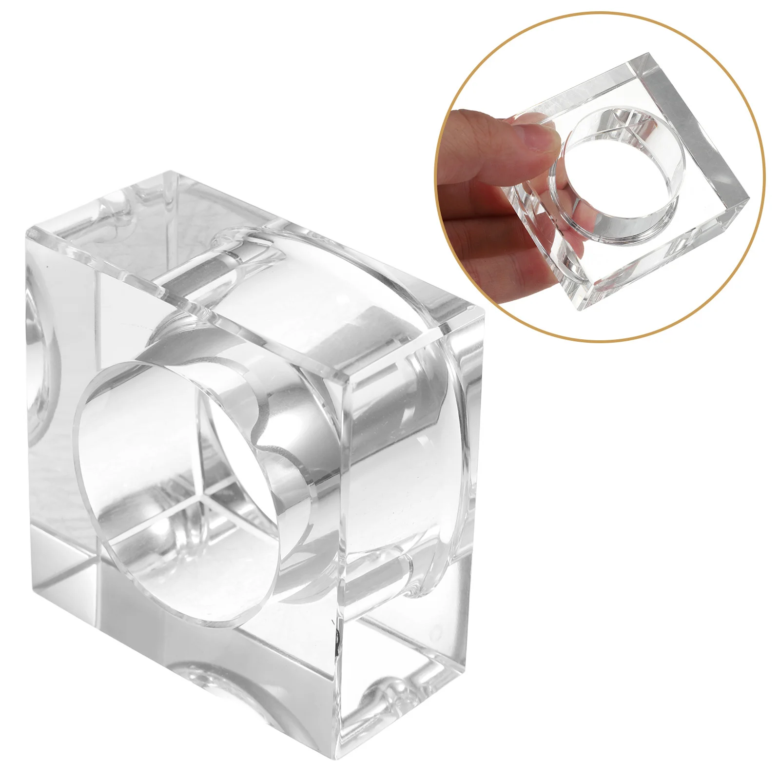 

2 Pcs Napkin Ring Crystal Holder Dining Table Holds Holders Clear Rings Dinner Supply