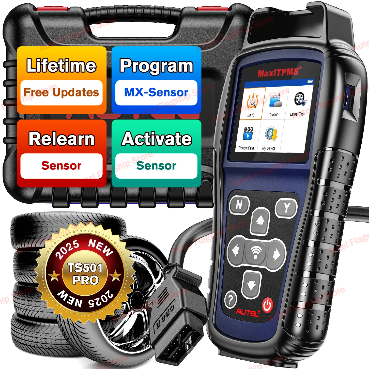 Autel MaxiTPMS TS501 PRO TPMS Programming Relearn Tool Activate / Relearn All Known TPMS Sensors Program Tools Autel MX-Sensors