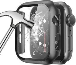 Vetro temperato + copertura per Apple Watch 8 custodia 44mm 40mm 42mm 38mm protezione dello schermo del paraurti del PC iWatch series 7 6 5 4 3 se 41mm 45mm