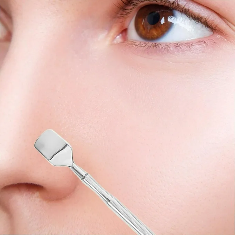 Strumento per la rimozione di punti neri da 2 pezzi, raschietto facciale in acciaio inossidabile per la rimozione dell'acne comedone, cura delicata della pelle per tutti i tipi di pelle