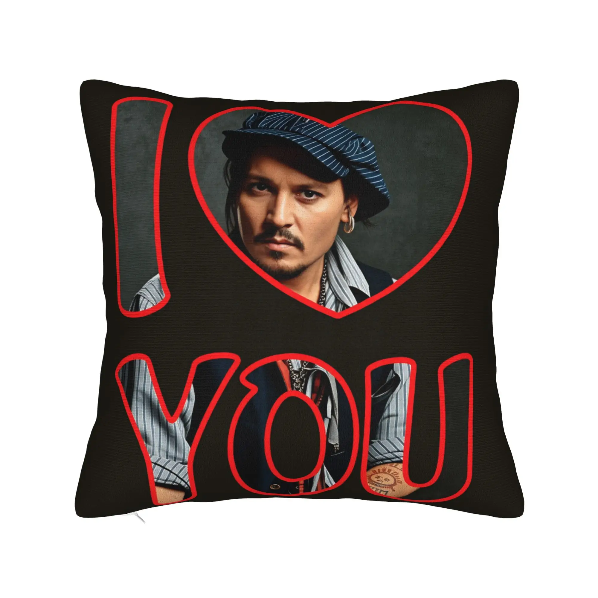 Johnny Depp I Love You Pillowcases  Kawaii Pillow Case For Living Room Bed Chair Custom Pillow Cover