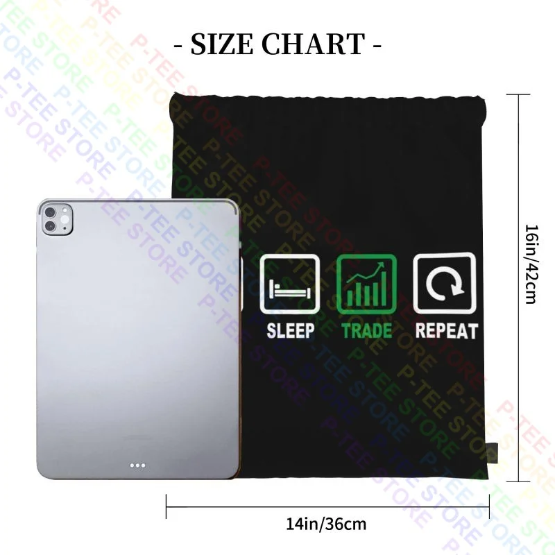 Eat Sleep Trade Repeat Stock Market Share Trading Drawstring Bags Gym Bag Newest Swimming Sports Style Multi-function