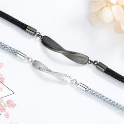Trendy 925 Silver Bracelet Men Women Jewelry Fashion Woven Rope Couple Bracelets For Lover Valentine's Day Gift 2022 Bijou