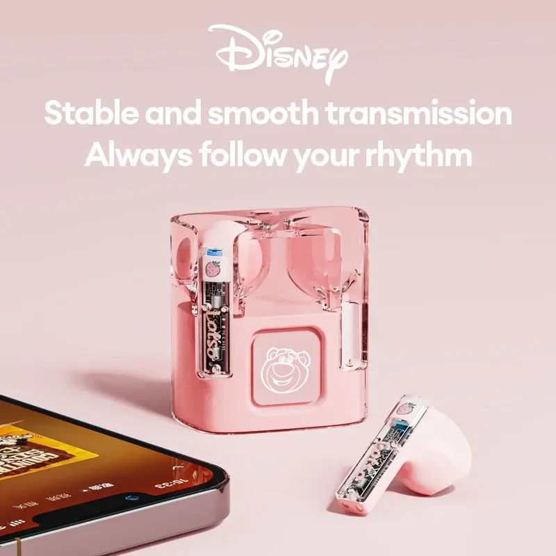 Original Disney QS-T5 HiFi Earphone Bluetooth Ture Wireless Earbuds Low Latency Headphone Gaming Pink Colorful New