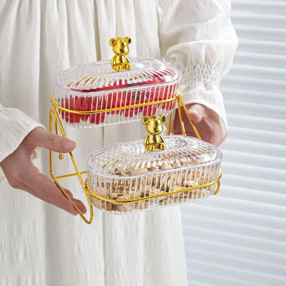 

Multipurpose Exquisite Snack Storage Box with Lid with Holder Fruit Tray Transparent Storage Can Home