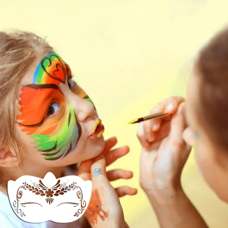 

Цвет лица, шаблон для рисования маслом для детей и взрослых, картина для лица, полый трафарет, фестиваль, вечеринка, косметические украшения для бровей