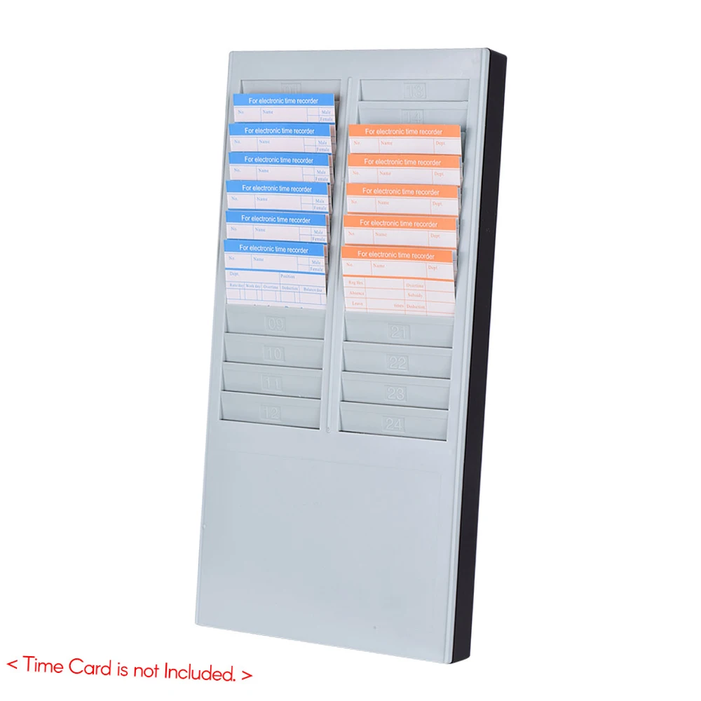 Bisofice Time Card Rack Wall Mount Holder 24 Pocket Slot for Attendance Recorder Punch Time Office