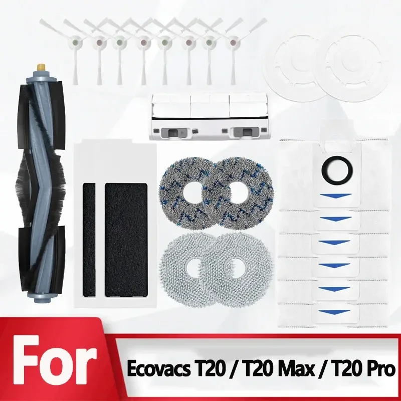 Repuestos para Ecovacs Deebot T20 / T20 Max / T20 Pro, accesorios de repuesto, cepillo lateral principal, paño de fregona, filtro HEPA, bolsa de