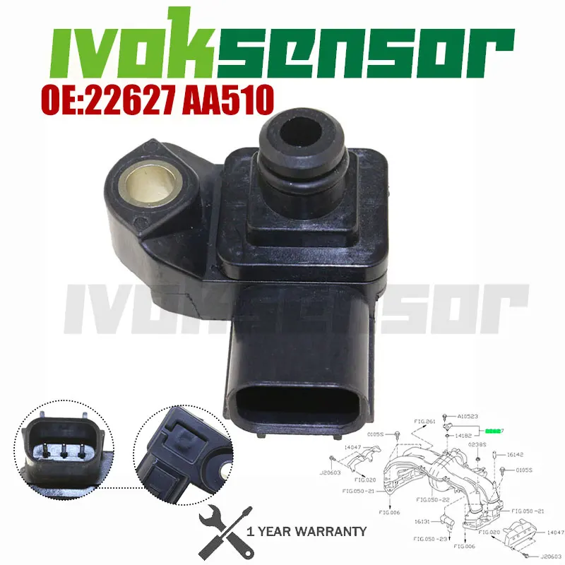 Capteur de pression du collecteur MAP 22627 AA510 compatible avec SUBARU Forester Outback Legacy XV BRZ Forester Impreza 1.6 2.0 2008-2015