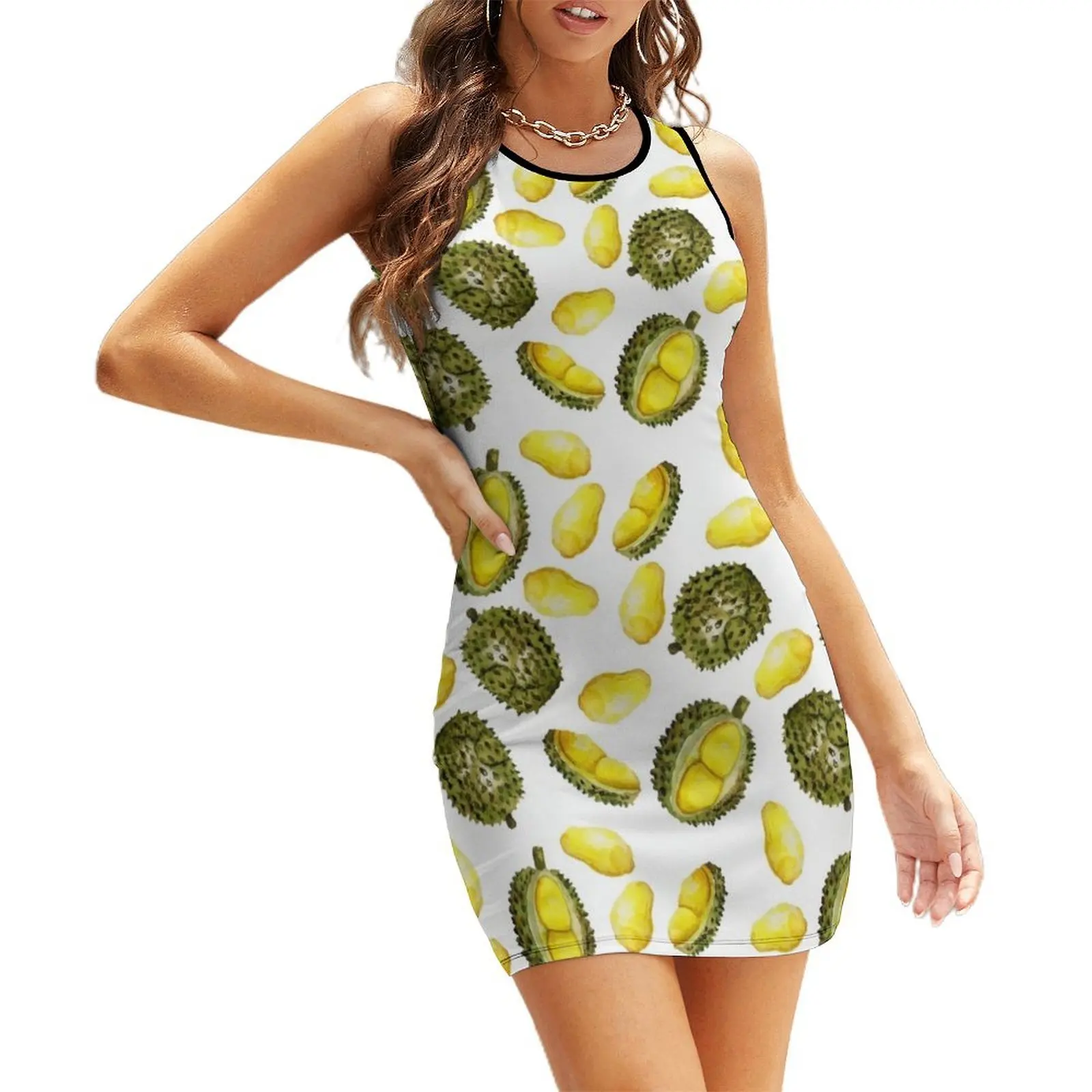 

Durian Fruit Watercolor Pattern Sleeveless Sundress dresses for woman 2025 Bridesmaid dress woman women's summer dresses 2025