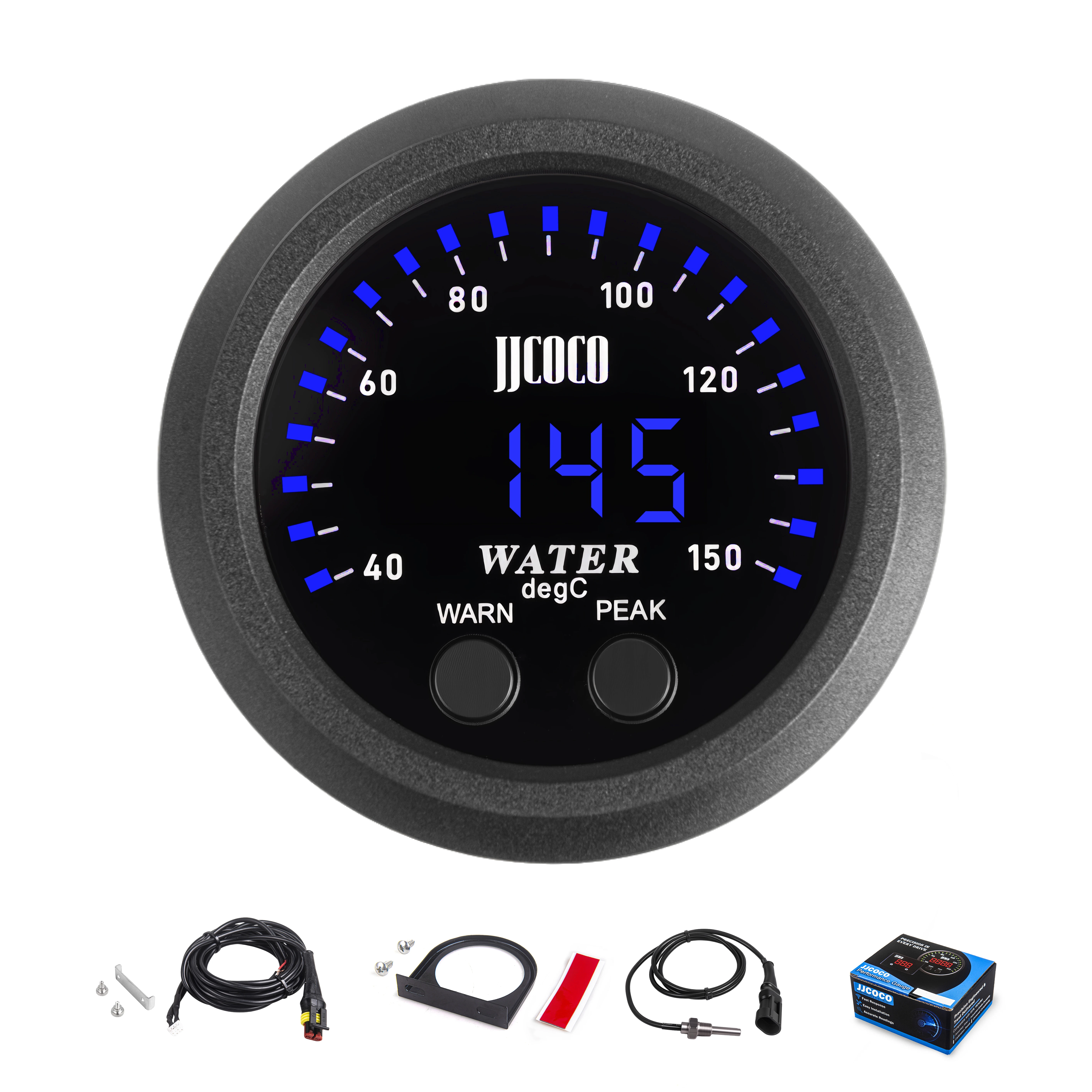 Universal 52MM DC 12v Water Temperature Ultra-thin Gauge With 1/8Npt Sensor Car Digital Meter Temp 40~150C & Brackt