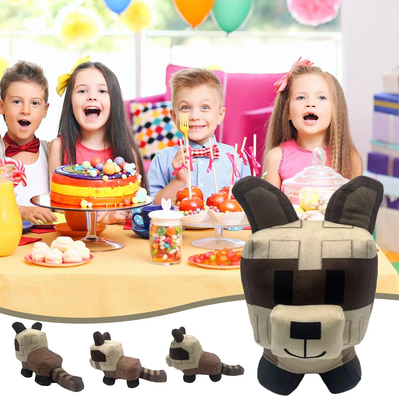 

Садовая плюшевая игрушка, коричневый енот, кукла-животное, мягкий милый енот-компаньон, плюшевая игрушка, домашний декор, подарок для мальчиков и девочек