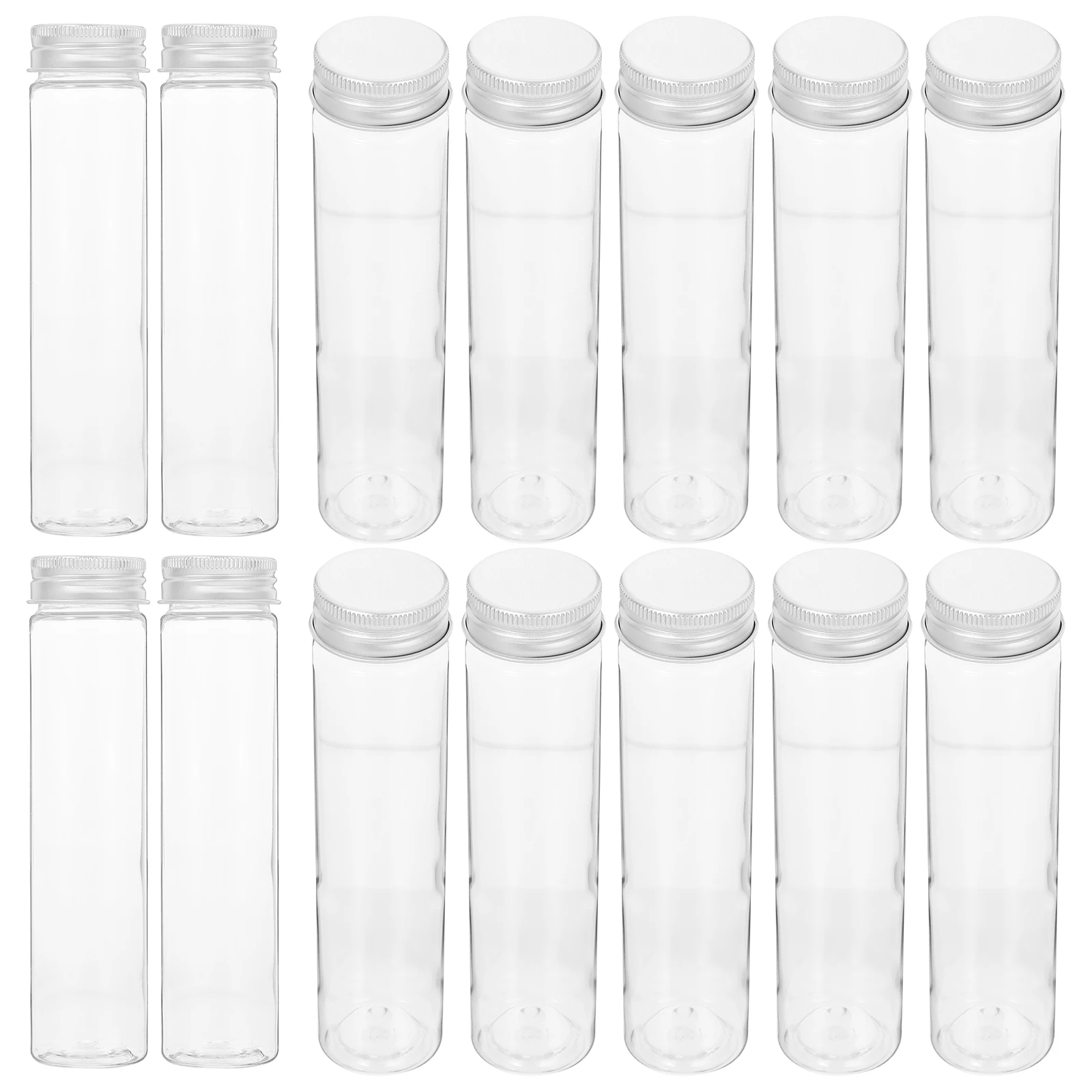 

16pcs 110ml Clear Flat Plastic Test Tubes Screw Cap 151x33mm Leak Proof Sample Vials Storage Bottles