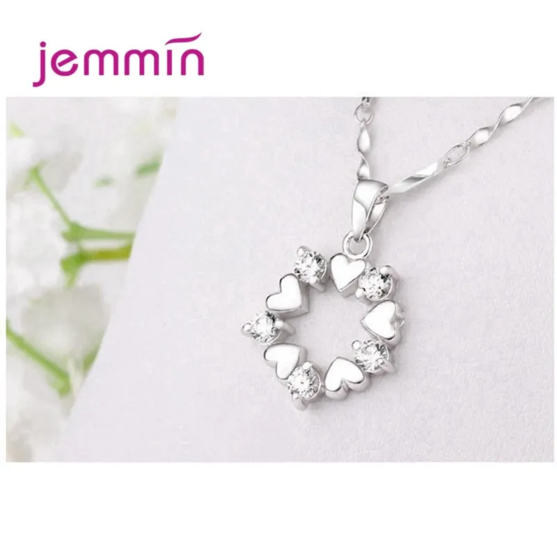 

Ожерелье с подвеской из стерлингового серебра 925 пробы для женщин, вечерние, помолвочные, модные украшения, романтическая форма сердца, австрийский кристалл