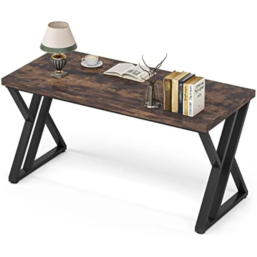 مكتب كتابة مقاس 55 بوصة، مكتب كمبيوتر بأرجل معدنية صلبة وطاولة خشبية، مكتب دراسة للطلاب، محطة عمل للمكتب المنزلي #2