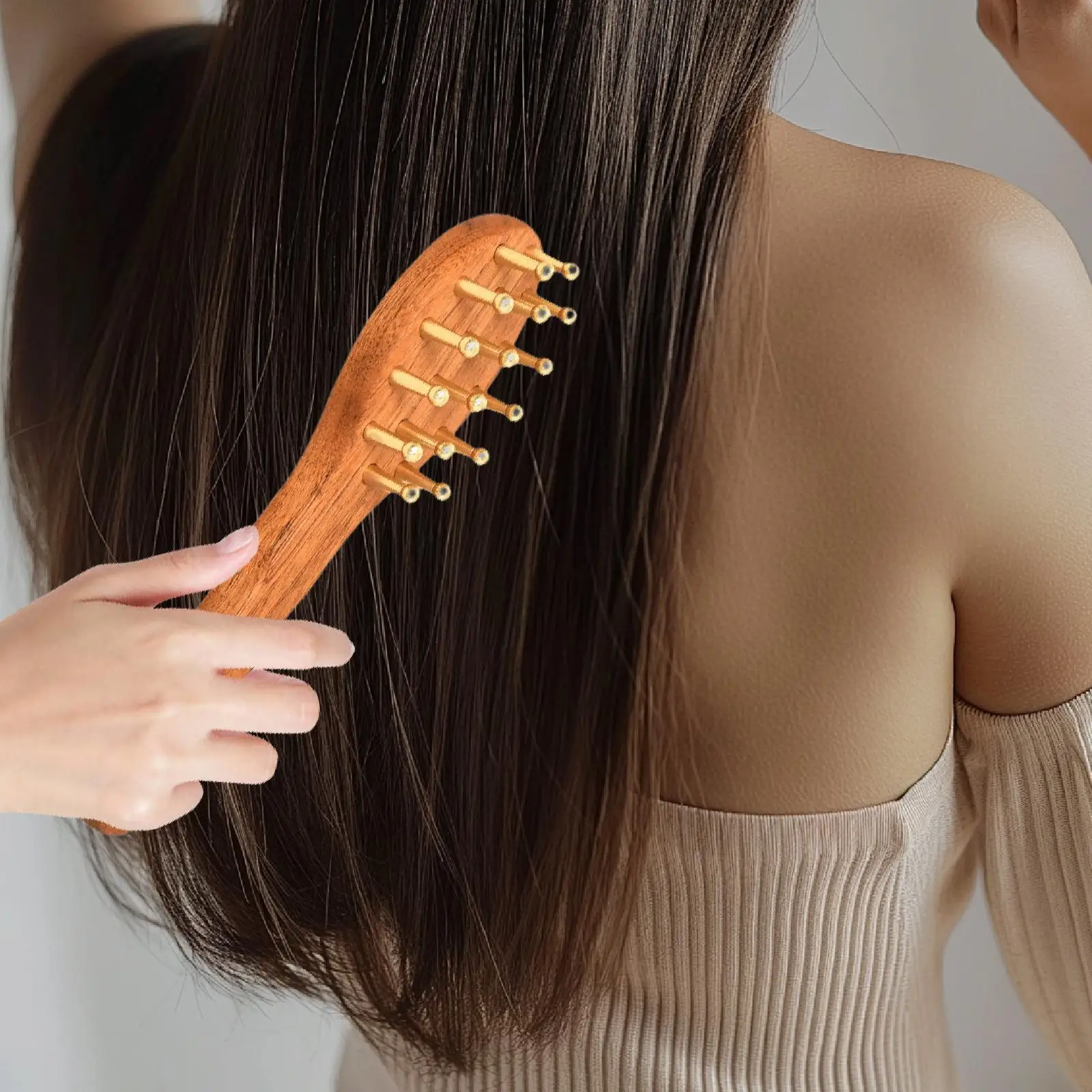

Wooden Scalp Massager,Lightweight Traditional Portable,Women Sturdy,Compact for Relaxation,Hair Gua Sha Comb Head Massage Tool