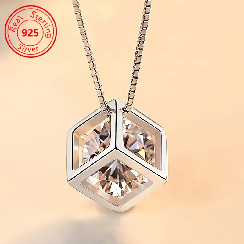 Charms: Elegante Halskette aus 925er-Sterlingsilber mit funkelndem Zirkonia – für Damen, perfekt für die Hochzeitsfeier zum Valentinstag