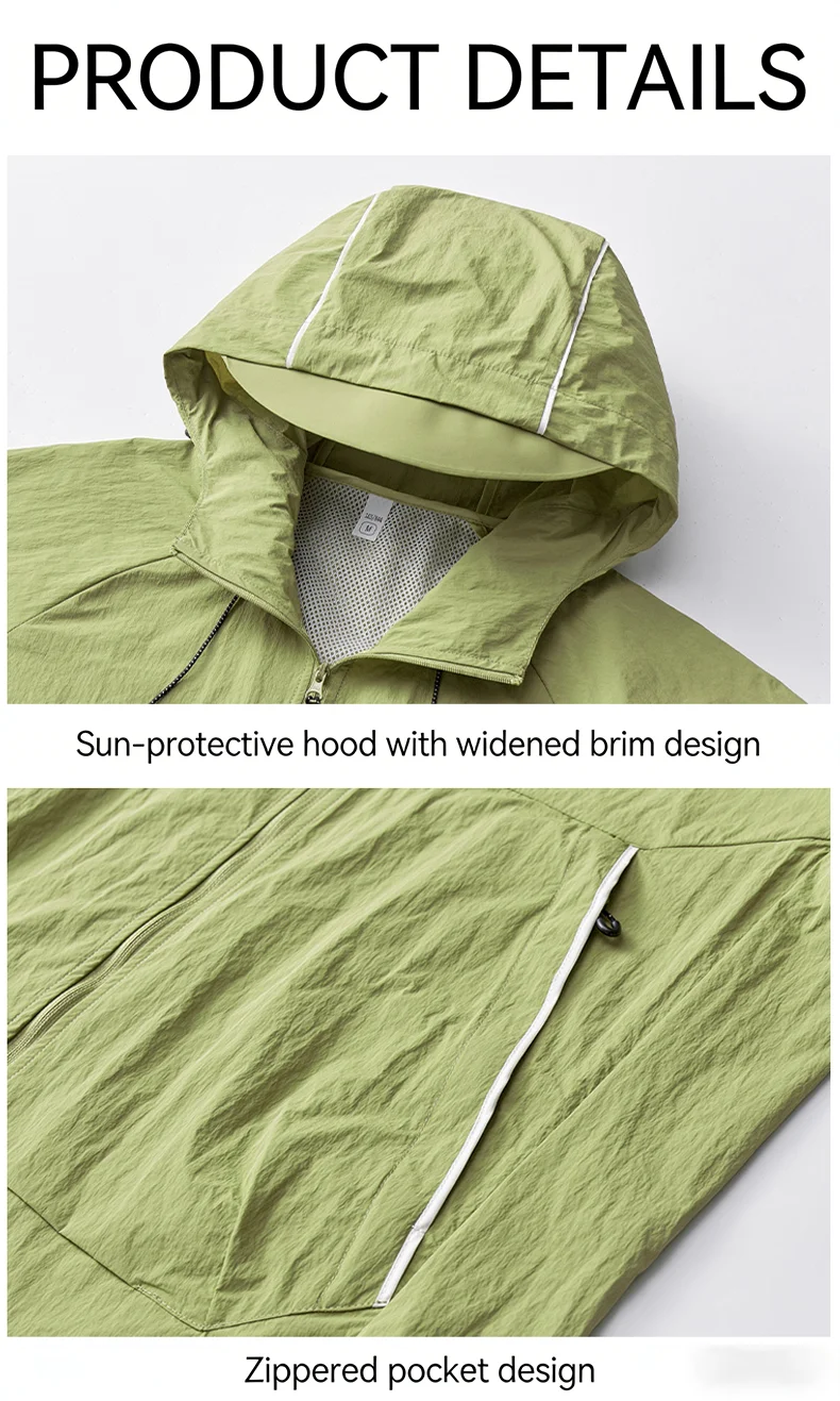LNGXO Unisex Sun Protection Jackets Summer Waterproof Quick Dry Reflective Coat Camping Hiking Climbing Lightweight Windbreaker