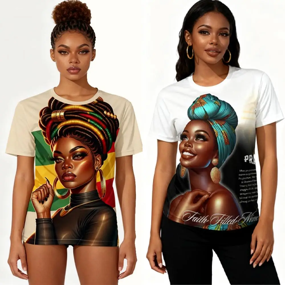 

Women's Ethnic African Portrait 3D Print T-Shirt Fashionable Cultural And Artistic Pattern Top Comfortable Casual Short Sleeve