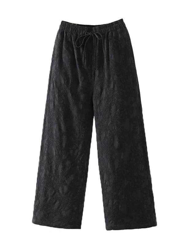 Pantaloni a gamba dritta con cintura in cotone e lino artistico retrò Pantaloni casual dimagranti a vita alta invernali da donna Capispalla larghi