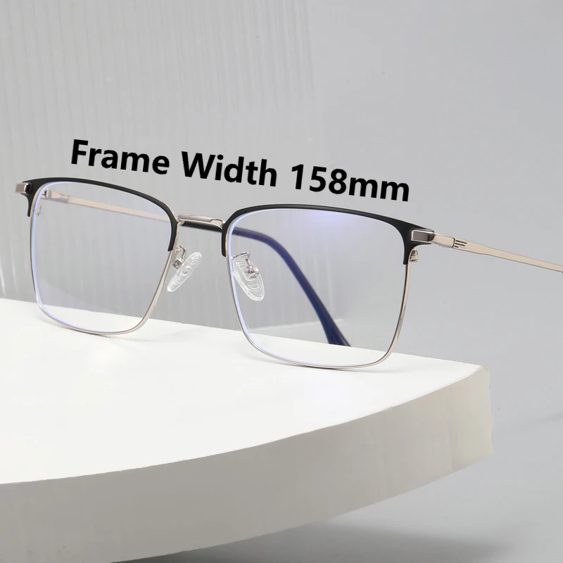 158mm Legierung Quadratische Myopie‑Brille Blaulichtblocker Herren Damen Großes Gestell Für Großen Kopf Optische Rezeptbrille – Detail 3