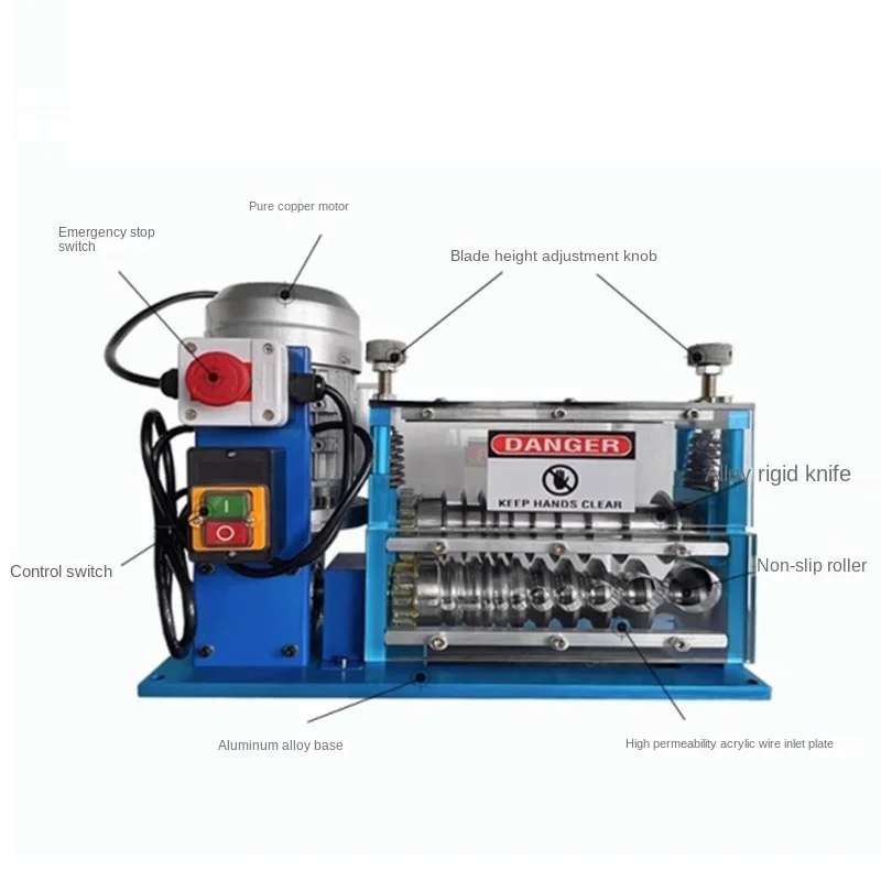 Машина для зачистки проводов, 220 В, 750 Вт/1,5–38 мм. Машина для зачистки кабеля для удаления пластика и резины с проволоки, переработки меди.