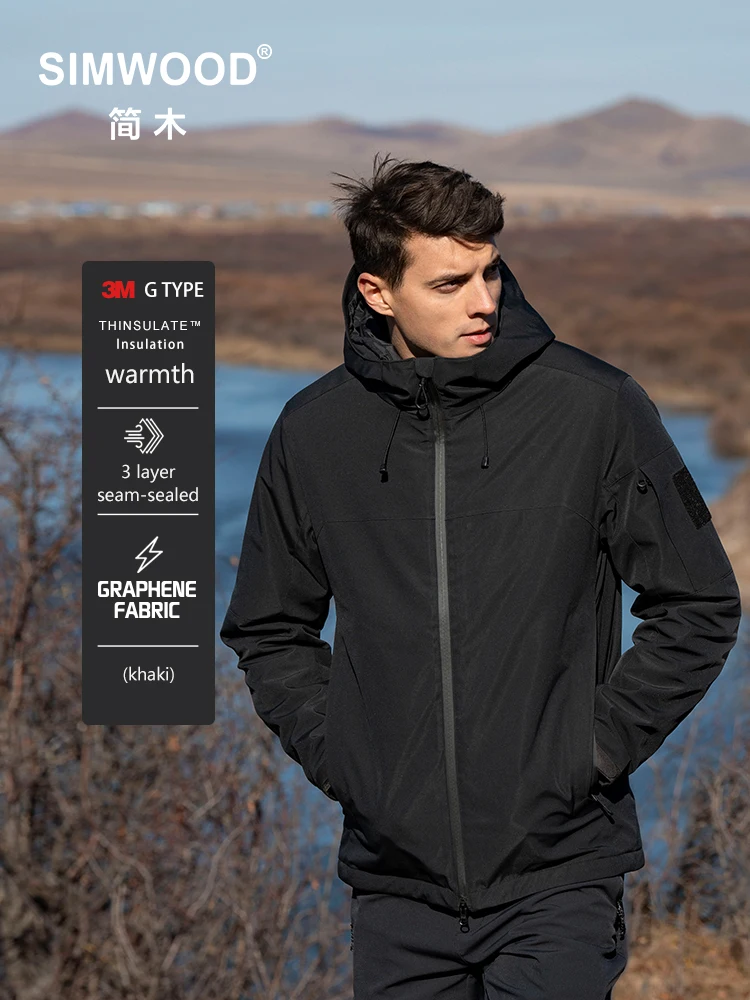 SIMWOOD 2024 Winter New Regular Fit Water-Resistant, Windproof Shell Men’s Winter Jacket with Hood Outdoor Coats