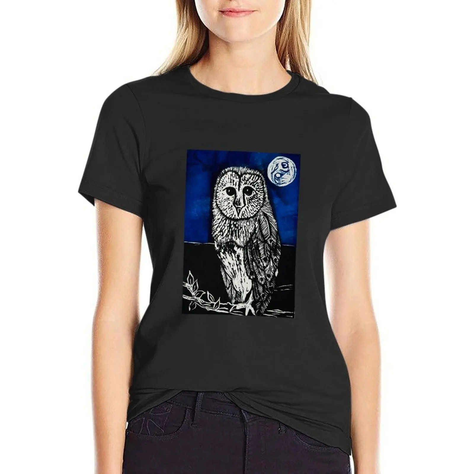 Midnight owl T-Shirt Female clothing vintage anime sweat cute t-shirts for Women