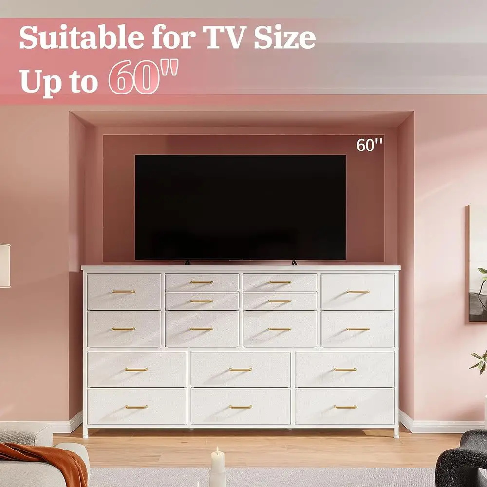 Long Drer TV Stand with 16 Ders, Charging Station & Storage | Space-saving storage solution, stabl, ideal or bedroom, living roo