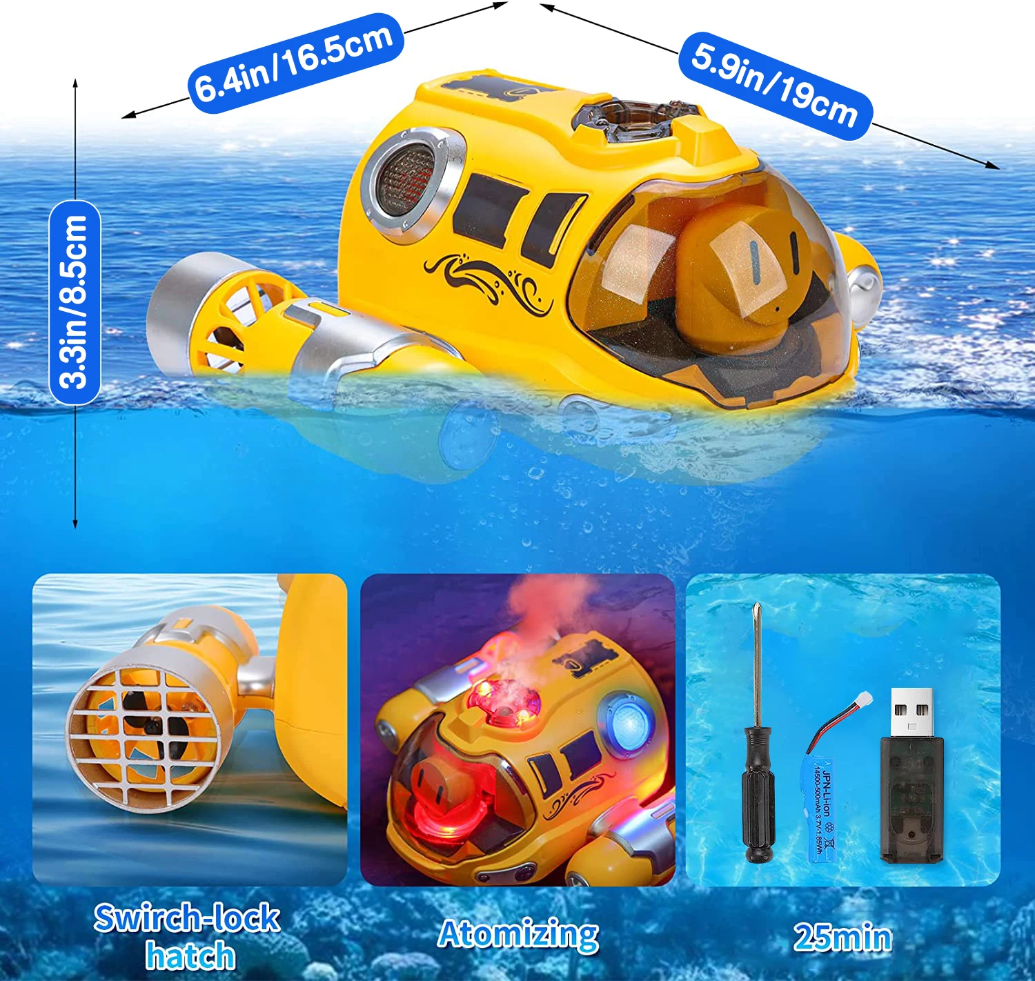 Remote control boat 2.4GHz, children's remote control boat with light spray function, adult and children's toys, holiday gifts