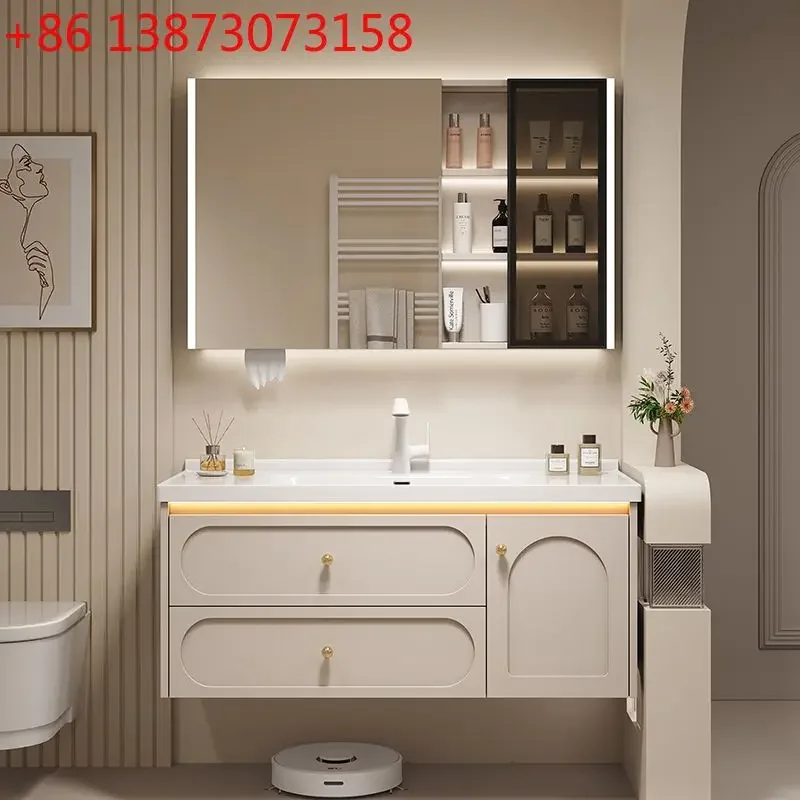 French cream wind bathroom cabinet Corian ceramic integrated basin toilet washbasin hand washbasin combination
