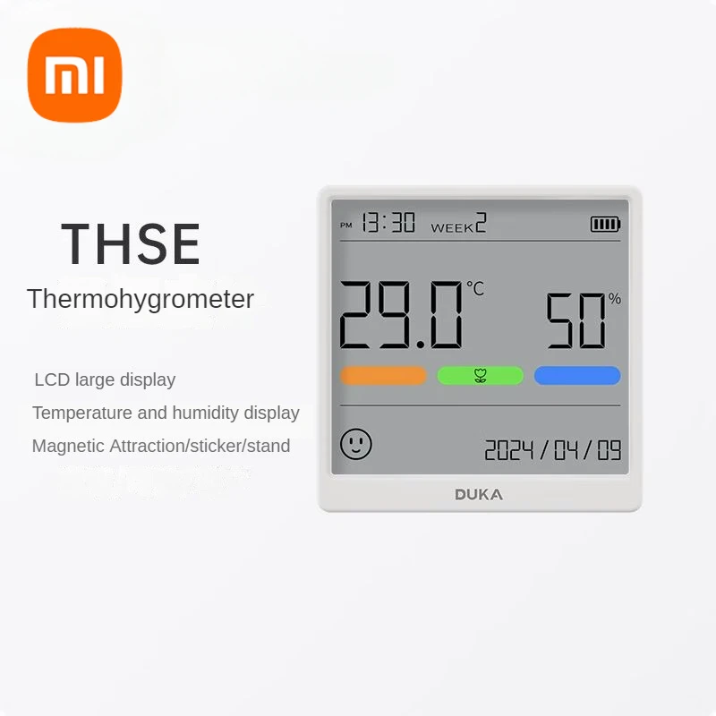 Xiaomi Duka THSE Temperature Humidity Meter Indoor Clock Household High-precision Home Office Desktop Table LCD Digital Clock