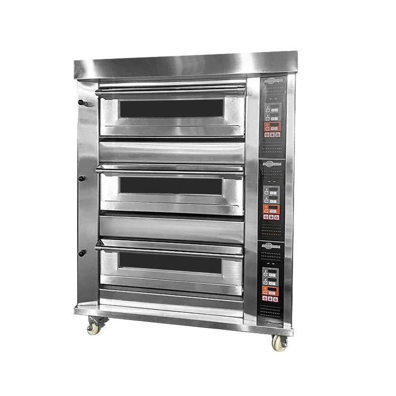 Commercial gas bakery with 3 floors and 6 trays, gas automatic cake and baking bread oven